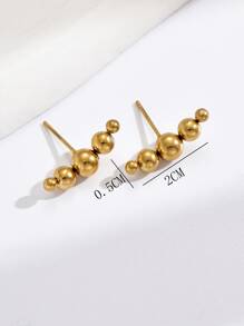 珠子裝飾耳釘 - 金黃色 - 查看 3