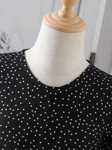 SHEIN 女孩波卡圓點燈籠袖娃娃裙