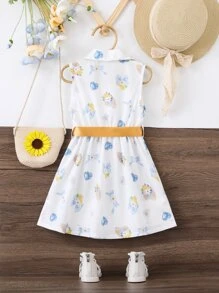 小女童蝴蝶結和愛心圖案襯衫洋裝