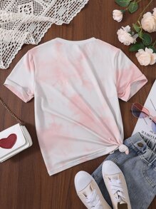 Girls Tie Dye Cartoon Graphic Tee - Multicolor - View 2