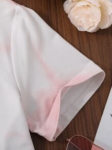 Girls Tie Dye Cartoon Graphic Tee - Multicolor - View 3