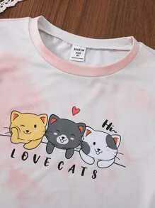 Girls Tie Dye Cartoon Graphic Tee - Multicolor - View 4