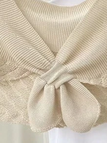 Cổ áo dệt kim chắc chắn - Màu be - Xem 3