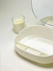 可折叠桌面镜，1 件猫耳装饰化妆镜/化妆镜（带收纳盒），女士和女孩适用的便携式旅行镜，送给女性、妈妈、妻子、姐妹、青少年、女朋友的礼物，梳妆镜，客厅、卧室、浴室、家居装饰，旅行用品，婚礼、派对、生日，送给男性、妈妈、爸爸、最好的朋友、老师的礼物，新年、配饰，趣味礼物 - 白色 - 查看 4