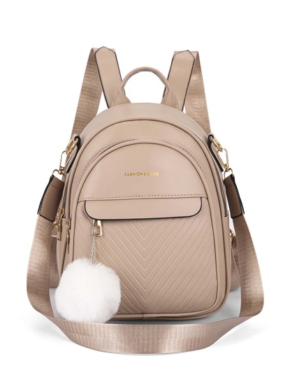 Mochila  clássica decoração pom pom carta gráfica