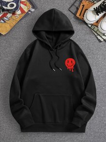 Manfinity Dauomo Áo nỉ Nam Dây kéo Túi Slogan Giải trí - màu đen - Xem 2