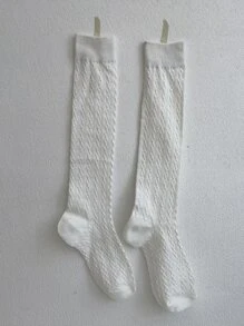 舒适弹力过膝袜 - 白色 - 查看 3