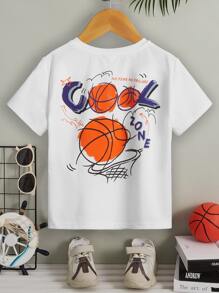 SHEIN Tops con trai lớn Đồ họa Slogan Giải trí - trắng - Xem 1