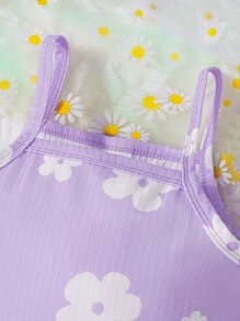 Baby 3pcs Floral Print Cami Bodysuit - Multicolor - View 5