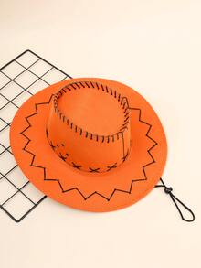 針腳細節牛仔帽 - 橘色 - 查看 4