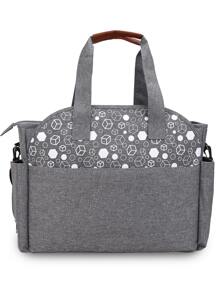 1入組幾何樣式尿布包 - 灰色 - 查看 3