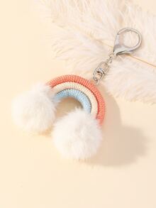 Rainbow & Pom Pom Decor Bag Charm - Multicolor - View 2