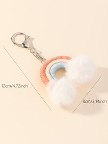 Rainbow & Pom Pom Decor Bag Charm - Multicolor - View 3