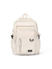 Floless Multi-Pocket High Capacity Backpack For Middle School Students, Teenagers, Girls, High School And College Students With Computer Compartment Halloween Christmas Teacher Gift University Bag Bag For School Man Bag School Backpack School Supplies School Pencil Case - White - View 2