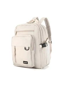 Floless Multi-Pocket High Capacity Backpack For Middle School Students, Teenagers, Girls, High School And College Students With Computer Compartment Halloween Christmas Teacher Gift University Bag Bag For School Man Bag School Backpack School Supplies School Pencil Case - White - View 3