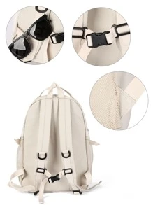 Floless Multi-Pocket High Capacity Backpack For Middle School Students, Teenagers, Girls, High School And College Students With Computer Compartment Halloween Christmas Teacher Gift University Bag Bag For School Man Bag School Backpack School Supplies School Pencil Case - White - View 7