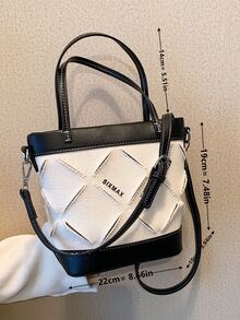 SIXMAX Bolso cubo con estampado de letra - Beis - Ver 5