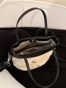 SIXMAX Bolso cubo con estampado de letra - Beis - Ver 6