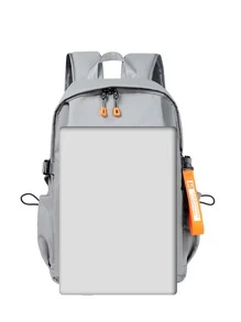 男士防水背包簡約實心都會男士 Usb 背包男士輕便通勤筆記型電腦 B - 灰色 - 查看 3