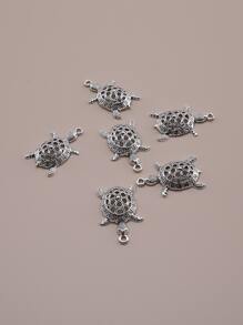 6pcs/set Hollow Out Turtle DIY Pendant - Ancient Silver - View 2