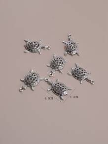 6pcs/set Hollow Out Turtle DIY Pendant - Ancient Silver - View 3
