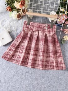 Chicas Falda con estampado con diseño de diamante de imitación - Rosa - Ver 1