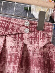 Chicas Falda con estampado con diseño de diamante de imitación - Rosa - Ver 3