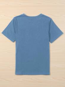 Mulvari Plus Letter Graphic T-shirt - Dusty Blue - View 2