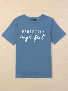 Mulvari Plus Letter Graphic T-shirt - Dusty Blue - View 3