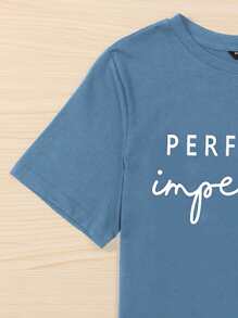 Mulvari Plus Letter Graphic T-shirt - Dusty Blue - View 4