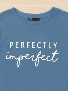 Mulvari Plus Letter Graphic T-shirt - Dusty Blue - View 5