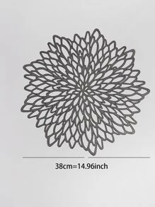1入組PVC餐墊創意黑色花朵設計鏤空防滑餐桌墊 - 黑色 - 查看 3