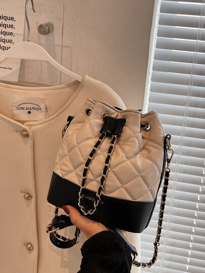 حقيبة دلو ميني مبطن تصميم رباط سلسلة