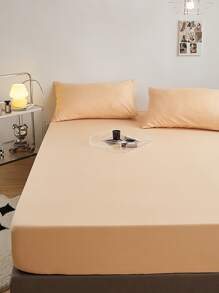 1 tấm chắc chắn được trang bị, vải tối giản được trang bị tấm dưới cùng cho gia đình - Màu be - Xem 2