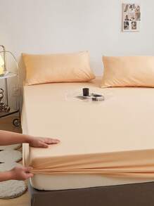 1 tấm chắc chắn được trang bị, vải tối giản được trang bị tấm dưới cùng cho gia đình - Màu be - Xem 6