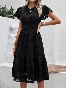 SHEIN Clasi Butterfly Sleeve Ruffle Hem Dress