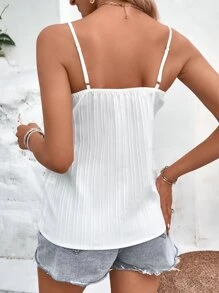 SHEIN Frenchy 蕾絲拼接吊帶上衣 - 白色 - 查看 2