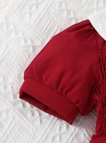 SHEIN 寶寶女孩彼得潘領泡泡袖連身衣