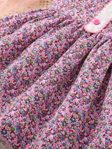 SHEIN 嬰兒碎花彼得潘領泡泡袖連衣裙 - 彩色 - 查看 3