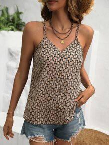 Breezaya Allover Print Cami Top - Khaki - View 5