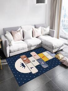 Niños 1 pieza Alfombra del piso número & con patrón de corona con dibujos animados poliéster para - Multicolor - Ver 5
