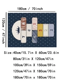 Niños 1 pieza Alfombra del piso número & con patrón de corona con dibujos animados poliéster para - Multicolor - Ver 4