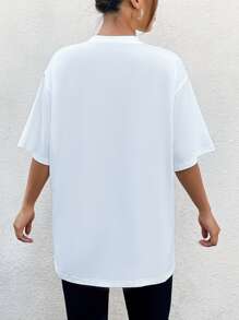 SHEIN Unity Star & Letter Graphic Drop Shoulder Tee - White - View 2