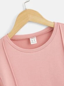 SHEIN Leap Crew 青少年男孩字母拼接細節短袖t恤和束口腰短褲 - 珊瑚粉 - 查看 8