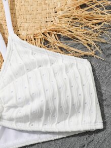 Tween Girl Two Tone Ring Linked Bikini Set Summer Beach - Multicolor - View 3