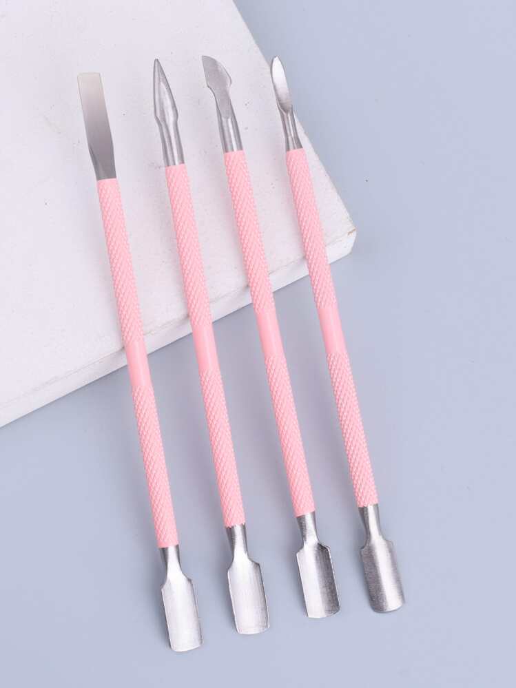 4 יחידות סט דו-צדדי ורוד לדוחף ציפורניים נירוסטה קולפן ציפורניים מגרד הסרת לק ג'ל, מסיר ציפורניים כלי מניקור לציפורן כף רגל, ציוד לציפורניים, כלי ציפורניים, כלי אמנות ציפורניים, חזרה לבית הספר, ציפורניים, כלי ציפורניים לציפורניים לחץ, כלי מניקור ופדיקור - ורוד - ראה 2