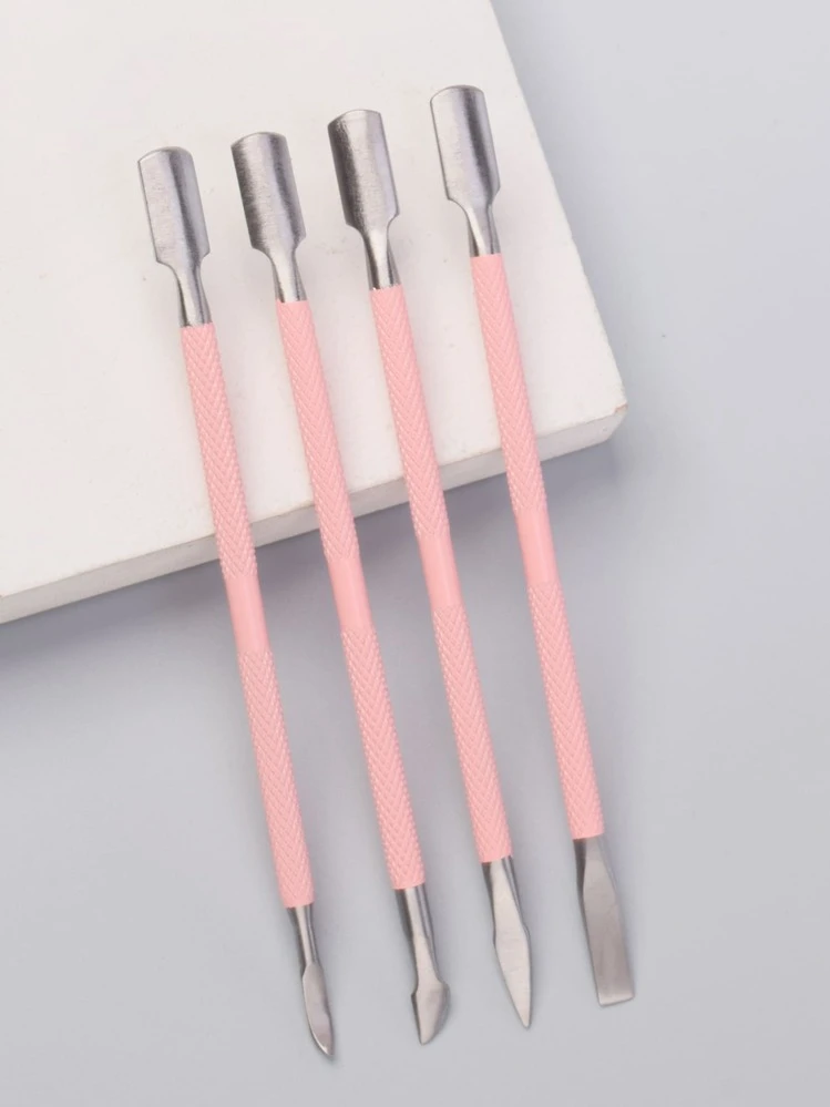 4 יחידות סט דו-צדדי ורוד לדוחף ציפורניים נירוסטה קולפן ציפורניים מגרד הסרת לק ג'ל, מסיר ציפורניים כלי מניקור לציפורן כף רגל, ציוד לציפורניים, כלי ציפורניים, כלי אמנות ציפורניים, חזרה לבית הספר, ציפורניים, כלי ציפורניים לציפורניים לחץ, כלי מניקור ופדיקור - ורוד - ראה 4