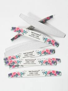 NailSunshine 10支装花纹指甲锉，100/180目双面砂纸，可水洗，可重复使用，适用于天然指甲和亚克力指甲的美甲工具，家用和美甲沙龙均可使用。美甲用品，美甲工具，美甲艺术工具，返校季，美甲，美甲工具，适用于贴片指甲。 - 彩色 - 查看 1
