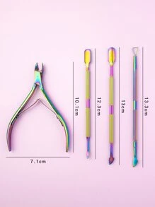 4件套彩色美甲工具套装，快速轻松修剪指甲，不锈钢材质，男女通用，包含指甲清洁器、美甲用品、美甲工具、美甲艺术工具、返校季用品、美甲工具、美甲贴片工具、修甲工具等。 - 彩色 - 查看 5
