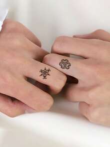 1sheet Flower Pattern Tattoo Sticker - Black - View 3